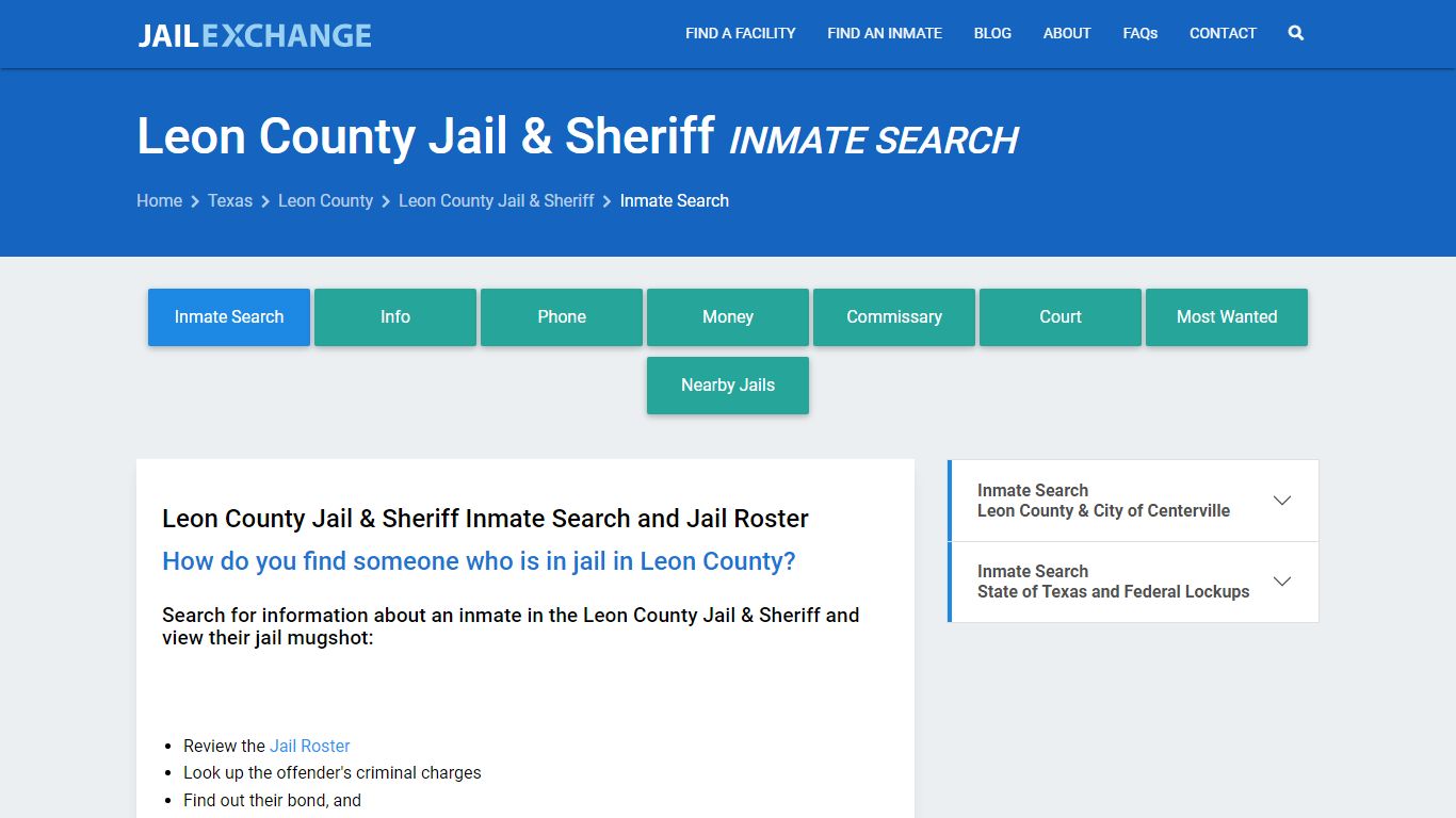 Leon County Jail & Sheriff Inmate Search - Jail Exchange